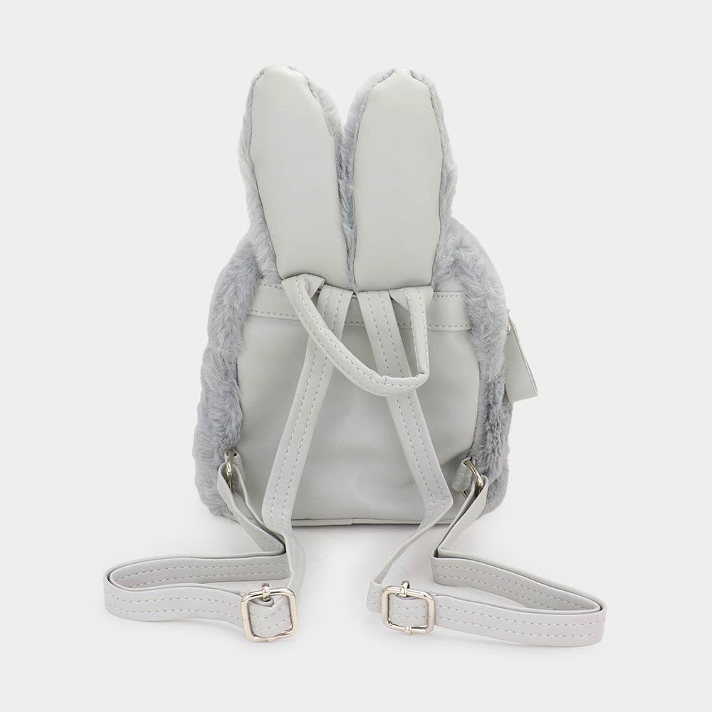 fuzzy mini backpack purse - Light Gray