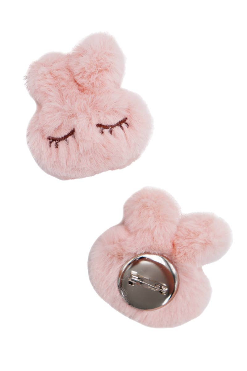 Mini Bunny Fuzzy Brooch Safety Needle Lapel Pin