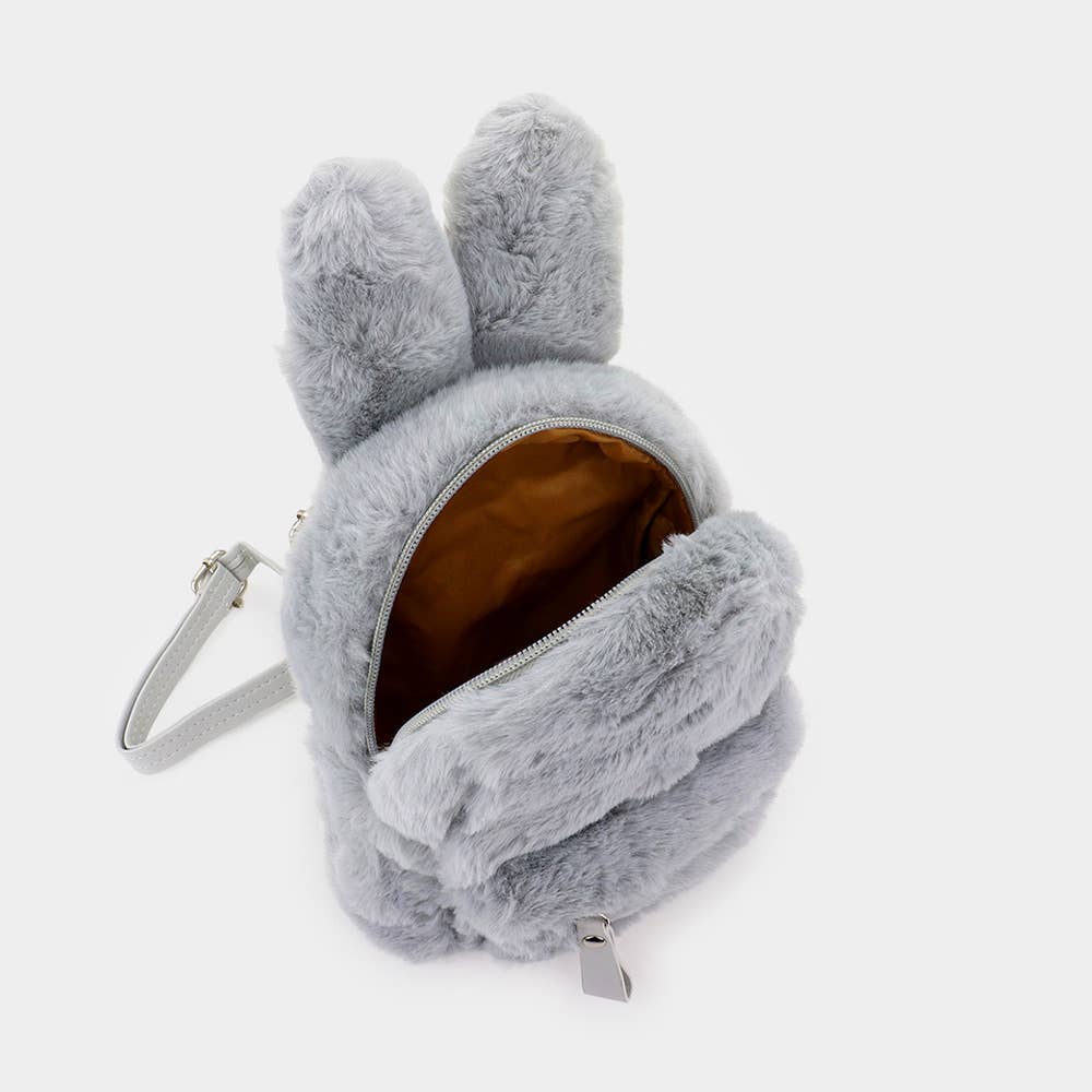 fuzzy mini backpack purse - Light Gray