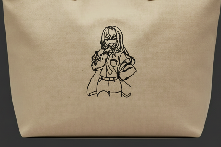 Wide tote Bag with zipper Embroidered Steins Christina