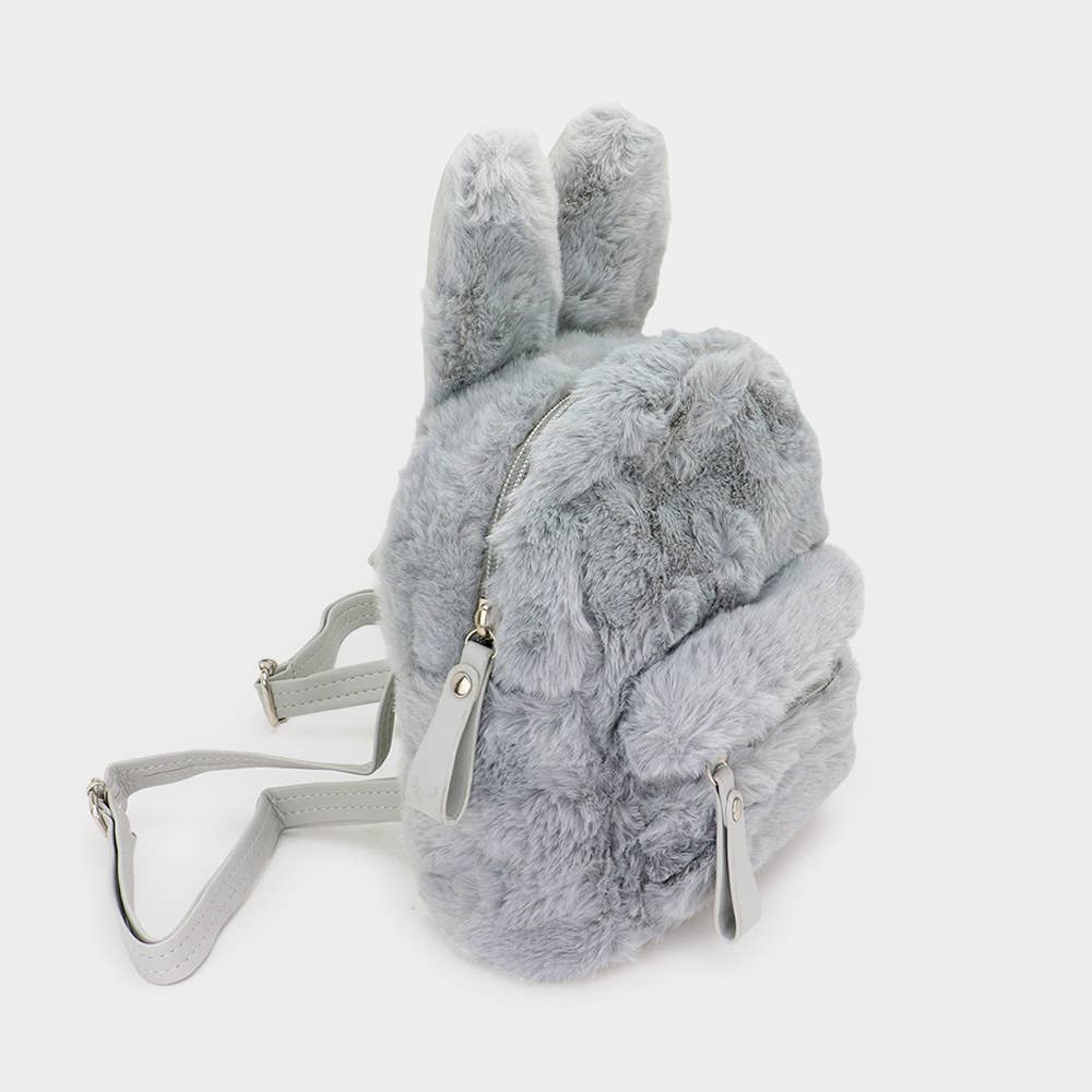 fuzzy mini backpack purse - Light Gray