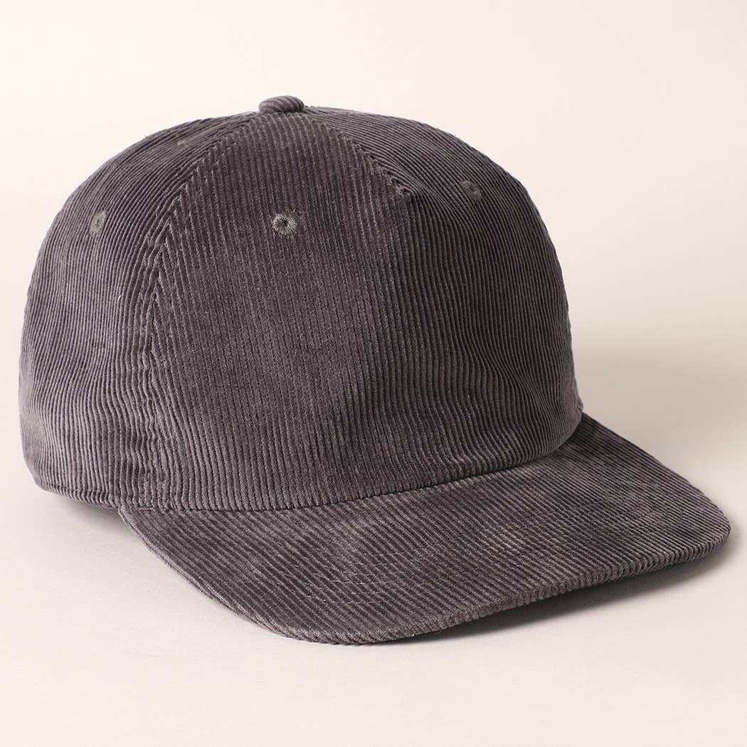 Corduroy Flat Brim hat charcoal