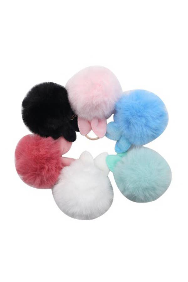 Plush Bow Decor Pom Pom Key Chain