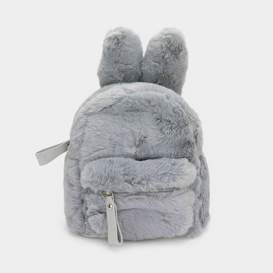 fuzzy mini backpack purse - Light Gray