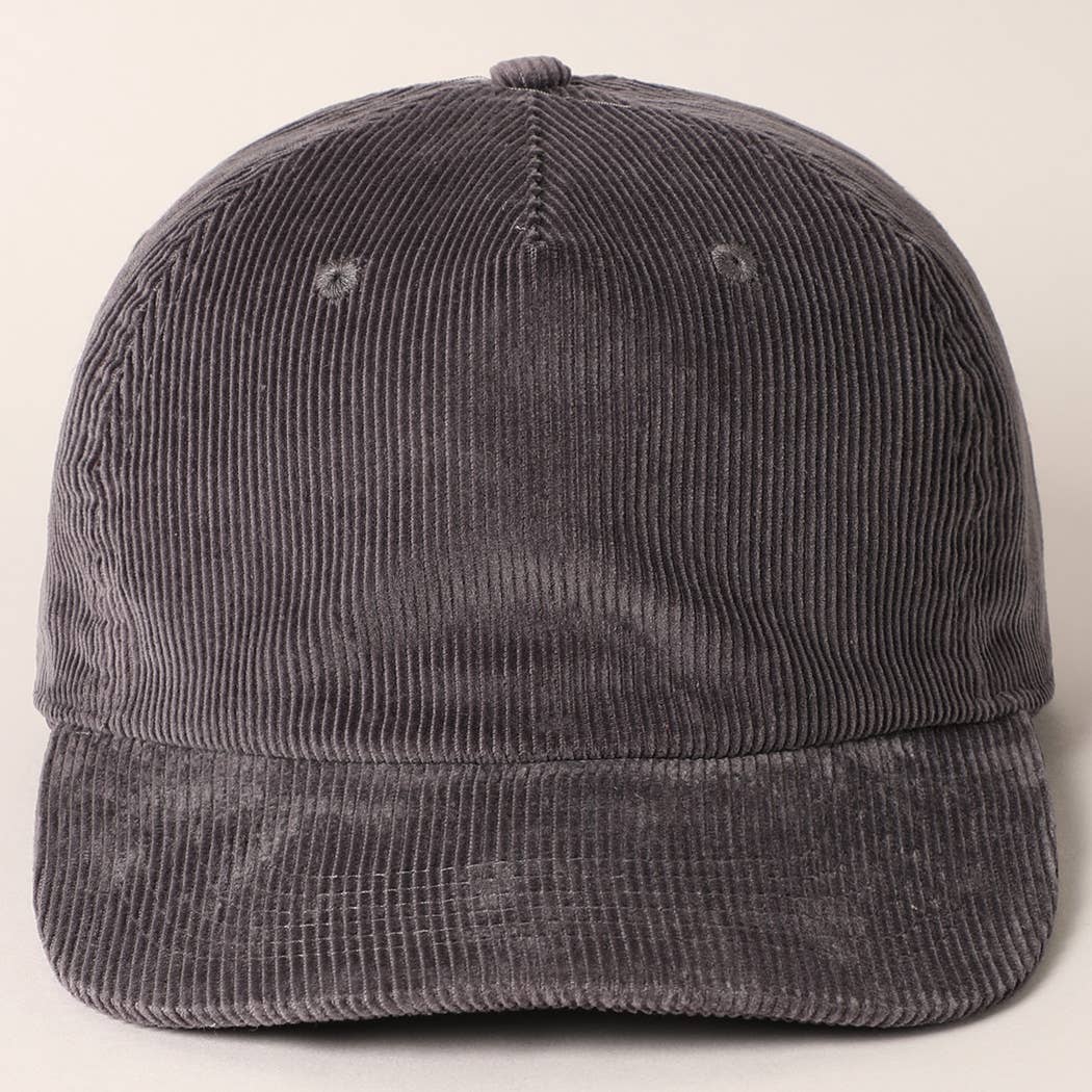 Corduroy Flat Brim hat charcoal